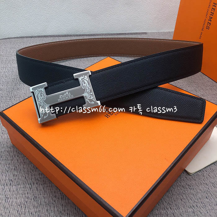 에르메스 22 한정판 소가죽 카프스킨 3.8cm 벨트 F5