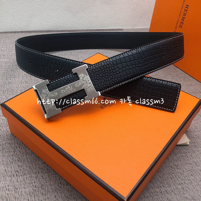 에르메스 22 한정판 소가죽 카프스킨 3.8cm 벨트 F6