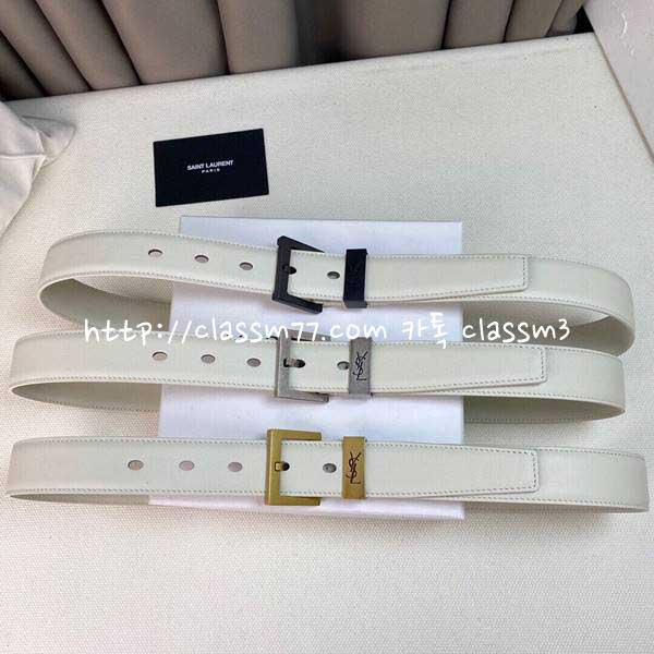 생로랑 22 한정판 여성 소가죽 카프스킨 3.0cm 벨트 F51