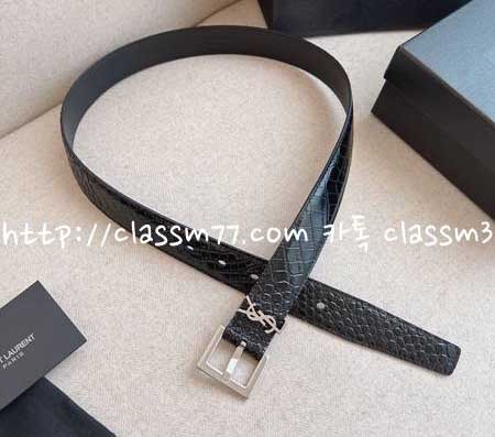 생로랑 22 한정판 여성 소가죽 카프스킨 3.0cm 벨트 F55