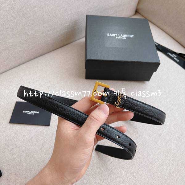 생로랑 22 한정판 여성 소가죽 카프스킨 2.0cm 벨트 F57