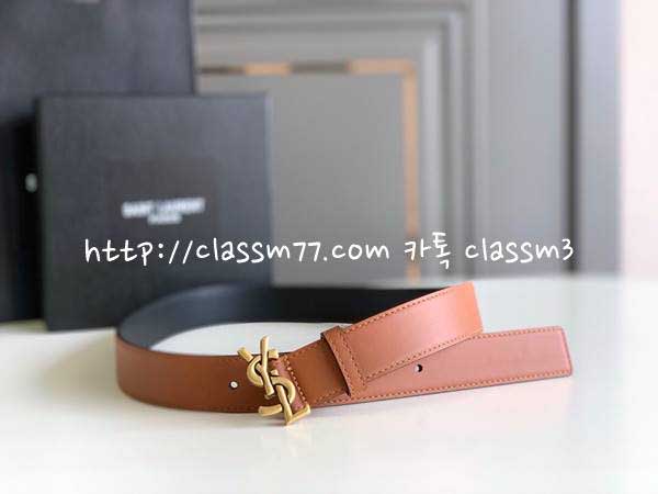 생로랑 22 한정판 여성 소가죽 카프스킨 3.0cm 벨트 F62