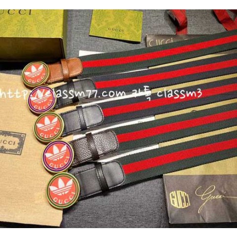 구찌 x 아디다스 x 슈프림 23 한정판 4cm 소가죽 카프스킨 벨트 F232