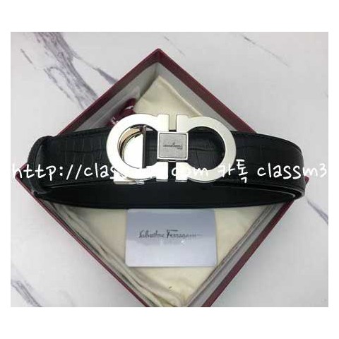 페라가모 23 한정판 3.5cm 양면 소가죽 카프스킨 벨트 F275