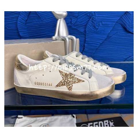 골든구스 23 한정판 Deluxe Brand SUPER$STAR 남녀공용 소가죽 카프스킨 신발 B885