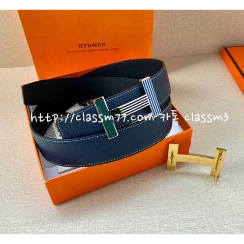 에르메스 23 한정판 3.8cm 양면 소가죽 카프스킨 벨트 F294