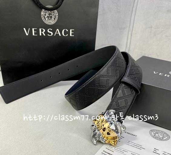 베르사체 23 한정판 3.8cm 소가죽 카프스킨 벨트 F301