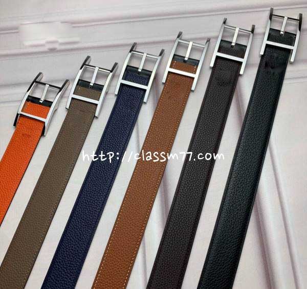 에르메스 23 한정판 3.2cm 양면 소가죽 카프스킨 벨트 F317