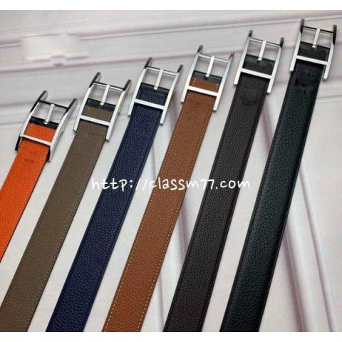 에르메스 23 한정판 3.2cm 양면 소가죽 카프스킨 벨트 F317