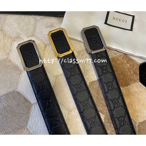 구찌 23 한정판 3.5cm Shake 소가죽 카프스킨 벨트 F319