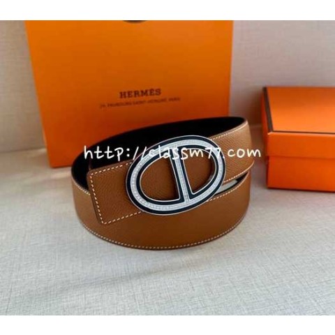 에르메스 23 한정판 3.8cm 소가죽 카프스킨 벨트 F327