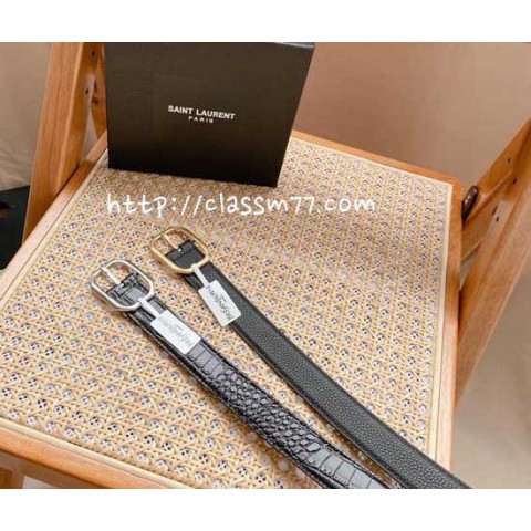 생로랑 23 한정판 3cm 여성 소가죽 카프스킨 벨트 F332
