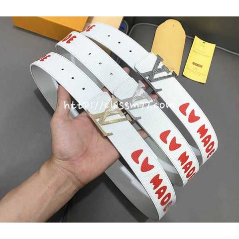 루이비통 23 한정판 4cm 양면 소가죽 카프스킨 벨트 F363