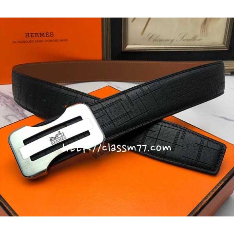 에르메스 23 한정판 3.5cm 소가죽 카프스킨 벨트 F366