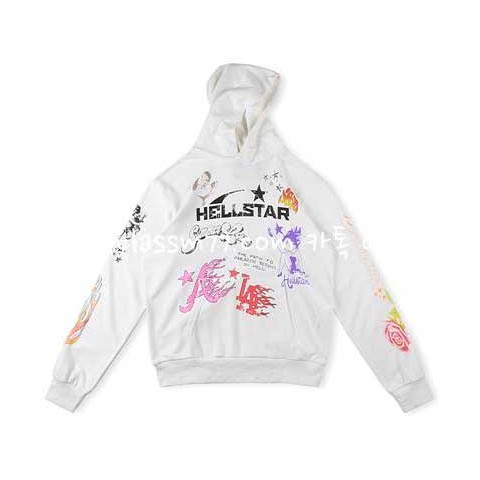 Hellstar Studios 23 한정판 Logo Print Hoodie 남여공용 긴팔 후드 티셔츠 A4184