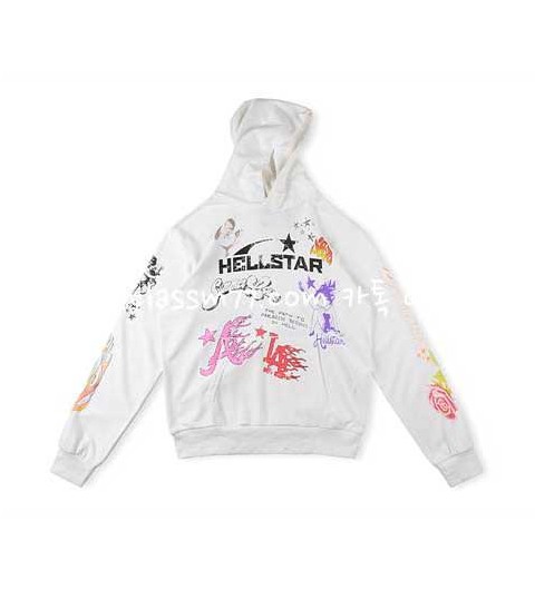 Hellstar Studios 23 한정판 Logo Print Hoodie 남여공용 긴팔 후드 티셔츠 A4184