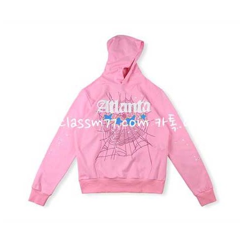 Sp5der 23 한정판 555555 Atlanta Pink Hoodie Pants 긴팔 후드 티셔츠 A4193