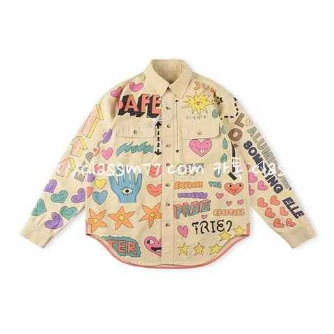 TUFF CROWD 23 한정판 Button Collar Pringting 긴팔 셔츠 A4194