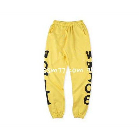 Sp5der 23 한정판 555555 Wed Yellow Star Hoodie Pants 남여공용 긴바지 A4207
