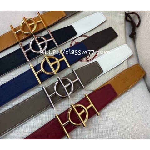 에르메스 23 한정판 3.8cm 양면 소가죽 카프스킨 벨트 F438