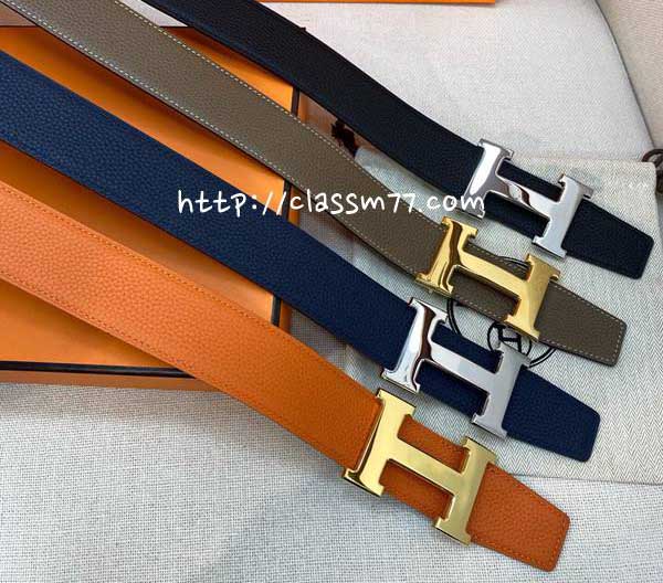 에르메스 23 한정판 3.8cm 양면 소가죽 카프스킨 벨트 F439