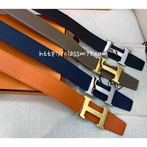 에르메스 23 한정판 3.8cm 양면 소가죽 카프스킨 벨트 F439
