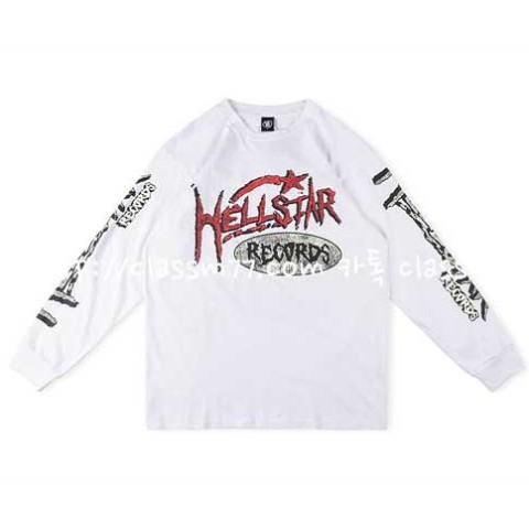 Hellstar Studios 23 한정판 Records Crewneck Hoodie 긴팔 티셔츠 A4549