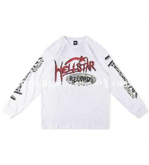 Hellstar Studios 23 한정판 Records Crewneck Hoodie 긴팔 티셔츠 A4549