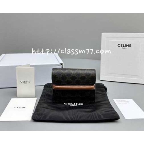 셀린느 23 한정판 60030 소가죽 카프스킨 카드 지갑 E239