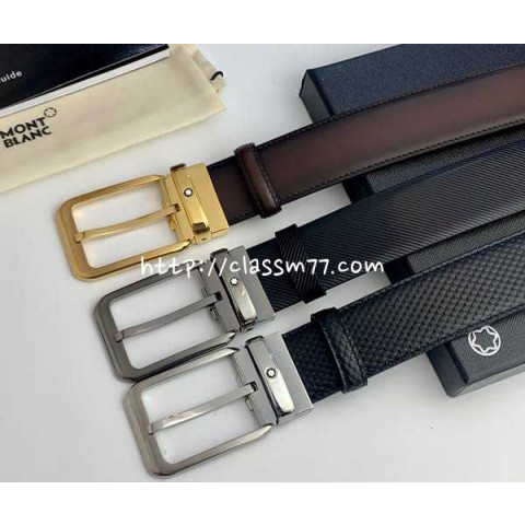 몽블랑 23 한정판 3.5cm 양면 소가죽 카프스킨 벨트 F488