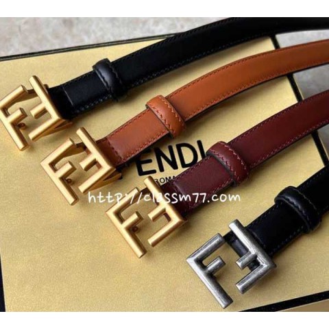 펜디 23 한정판 2cm 여성 양면 소가죽 카프스킨 벨트 F498