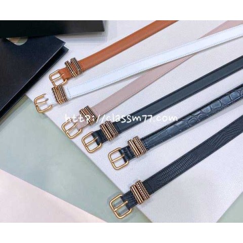 생로랑 23 한정판 2cm 양가죽 램스킨 벨트 F504
