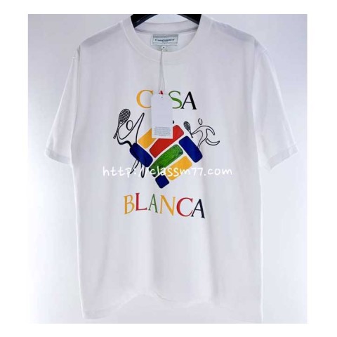 Casablanca 카사블랑카 23 한정판 CA5012 남여공용 반팔 티셔츠 A4679