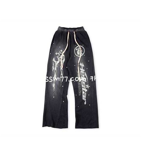 Hellstar Studios 23 한정판 Flare Black Flame Pants 긴바지 A4870