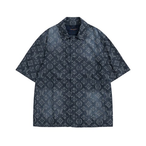 루이비통 23 한정판 모노그램 쇼트 슬리브드 샴브레이 셔츠