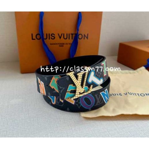 루이비통 23 한정판 NBA 4cm 소가죽 카프스킨 벨트 F533