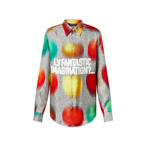 루이비통 23 한정판 프린티드 롱 슬리브 실크 셔츠 A5348