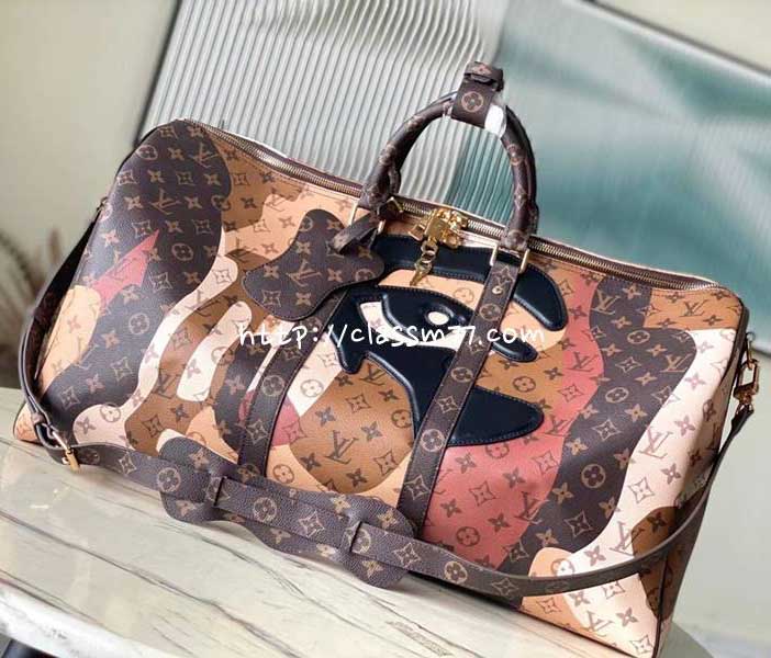 루이비통 23 한정판 LV Portrait Keepall Bandouliere 45 M23160 소가죽 카프스킨 여행 가방 C1957