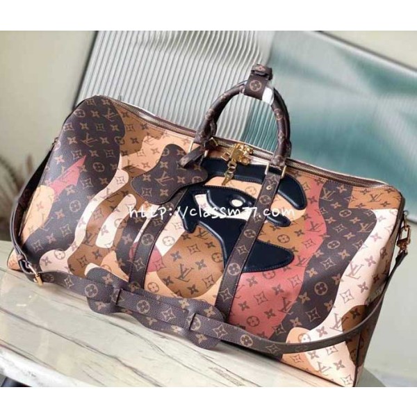 루이비통 23 한정판 LV Portrait Keepall Bandouliere 45 M23160 소가죽 카프스킨 여행 가방 C1957