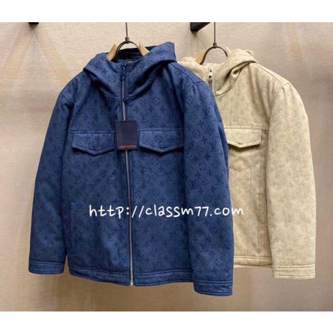 루이비통 23 한정판 남여공용 거위털 긴팔 후드 패딩 청자켓 A5427