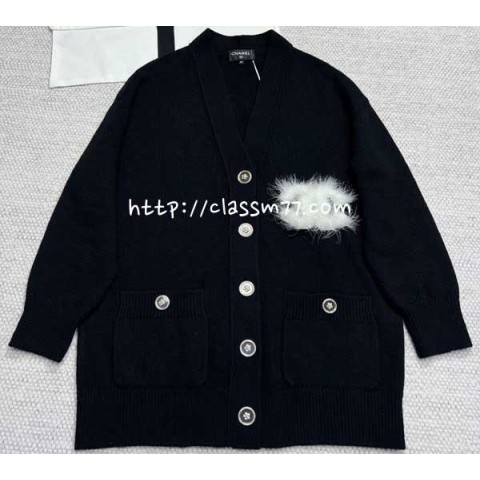 샤넬 23 한정판 양털 긴팔 가디건 A5507