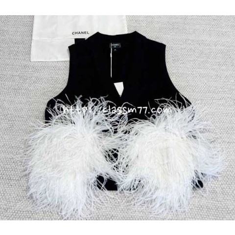 샤넬 23 한정판 양털 니트 조끼 자켓 A5509