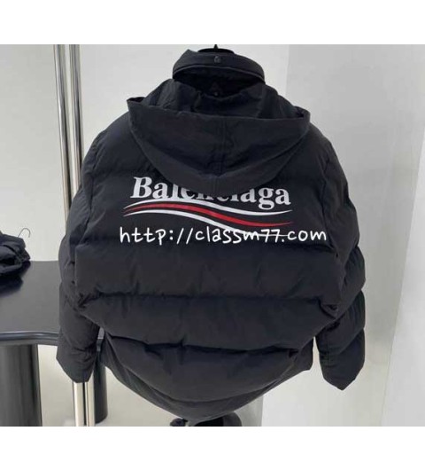 발렌시아가 23 한정판 Political Campaign Cocoon Puffer 남여공용 긴팔 후드 자켓 A5532