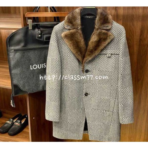 루이비통 24 한정판 양털 긴팔 정장 코트 A6368