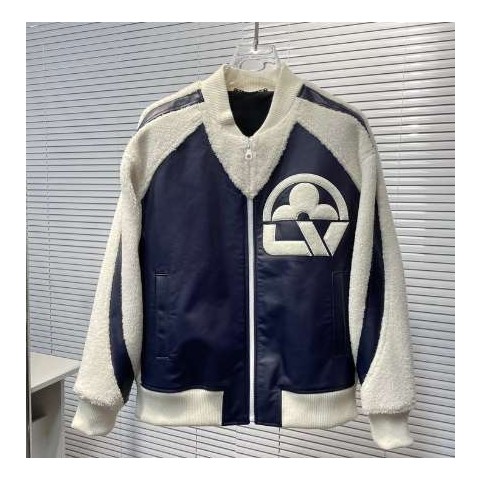 루이비통 24 한정판 플라워 리얼 램스킨 카프스킨 믹스 레더 테디 집업 A6608