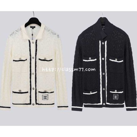 샤넬 24 한정판 긴팔 니트 셔츠 A6696