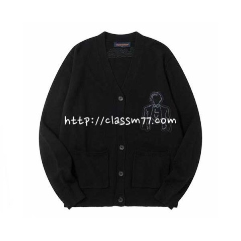 루이비통 24 한정판 양털 긴팔 가디건 A6759