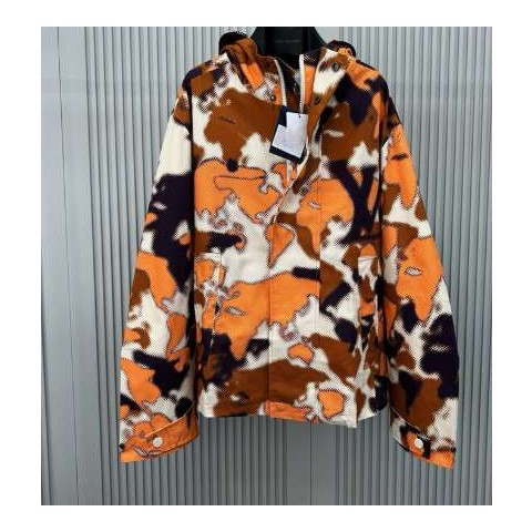 루이비통 24 한정판 Mappamundi 시그니쳐 코튼 후디드 블루종 자켓 A6806