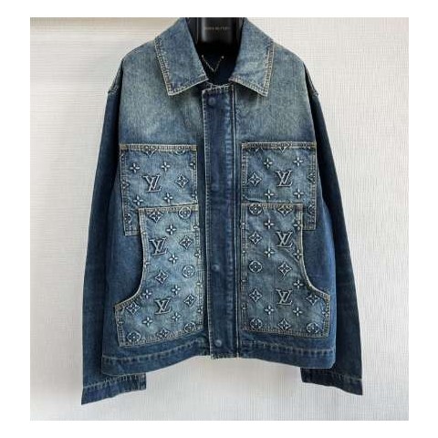루이비통 24 한정판 워크웨어 모노그램 엠보스 데님 자켓 A6874
