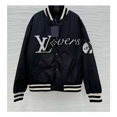 루이비통 24 한정판 자수 나일론 베이스볼 블루종 A6997